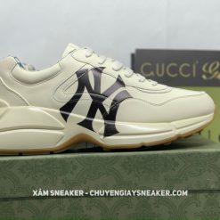 Giày G.U.C.C.I Wmns Rhyton Leather Sneaker 'New York Yankees' Like Auth 01