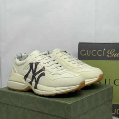 Giày G.U.C.C.I Wmns Rhyton Leather Sneaker 'New York Yankees' Like Auth 02