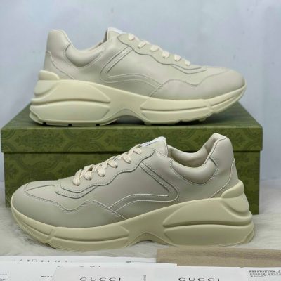 Giày G.U.C.C.I Wmns Rhyton Leather Sneaker Trơn Like Auth 01