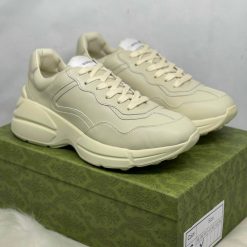 Giày G.U.C.C.I Wmns Rhyton Leather Sneaker Trơn Like Auth 03