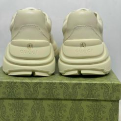 Giày G.U.C.C.I Wmns Rhyton Leather Sneaker Trơn Like Auth 10