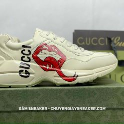 Giày G.U.C.C.I Wmns Rhyton Leather Sneaker ‘Mouth-Print’ Like Auth 02