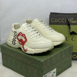 Giày G.U.C.C.I Wmns Rhyton Leather Sneaker ‘Mouth-Print’ Like Auth 03