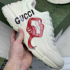 Giày G.U.C.C.I Wmns Rhyton Leather Sneaker ‘Mouth-Print’ Like Auth 04