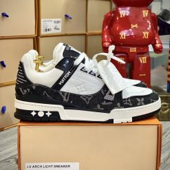 Giày Louis Vuitton LV Trainer Monogram Denim Black Best Quality 01