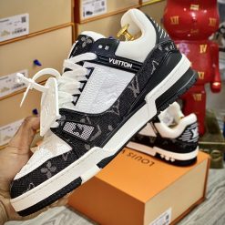 Giày Louis Vuitton LV Trainer Monogram Denim Black Best Quality 06