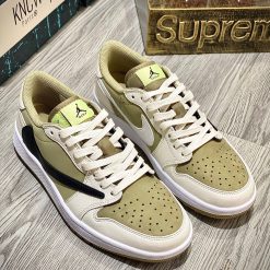 Giày Nike Air Jordan 1 Retro Low 'Golf' Travis Scott Neutral Olive Like Auth 02