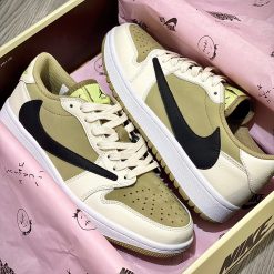 Giày Nike Air Jordan 1 Retro Low 'Golf' Travis Scott Neutral Olive Like Auth 04