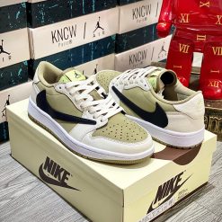 Giày Nike Air Jordan 1 Retro Low 'Golf' Travis Scott Neutral Olive Like Auth 06