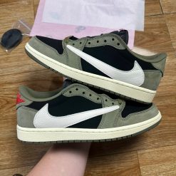 Giày Nike Travis Scott X Air Jordan 1 Low ‘Black Olive’ Best Quality 01