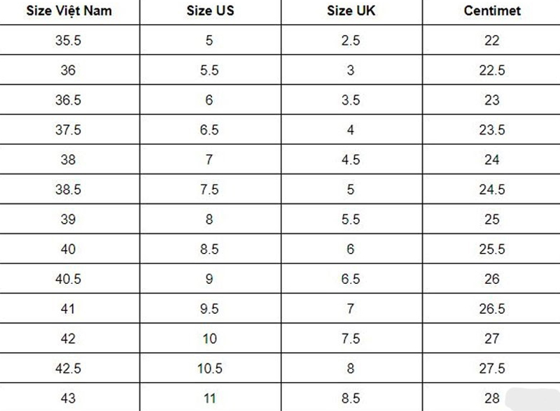 Chọn size giày Nike theo bảng size dành cho nữ
