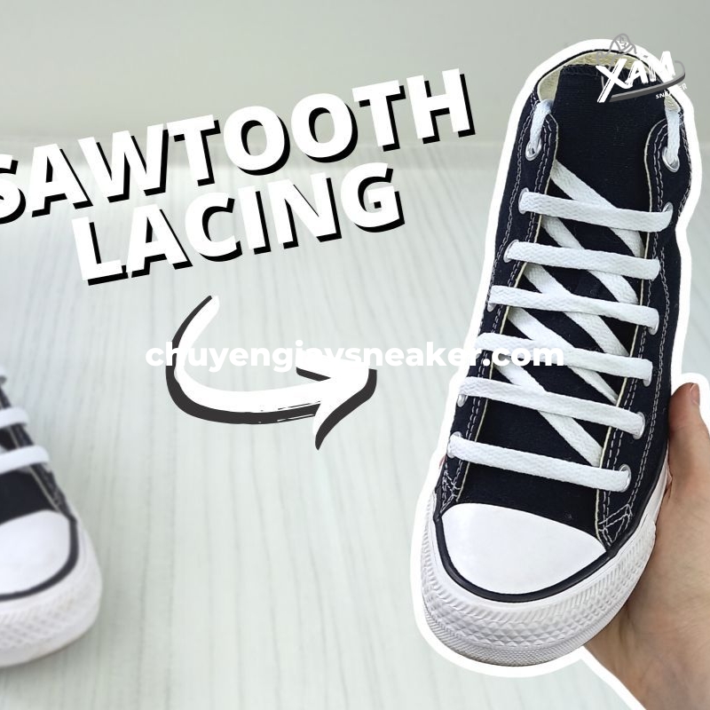 ách thắt dây giày Converse cao cổ răng cưa