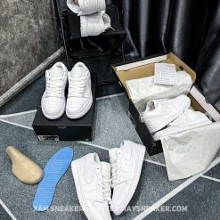Giày Nike Air Jordan 1 Low All White Like Auth