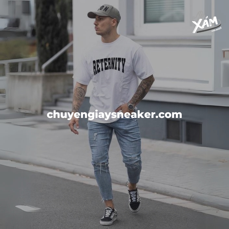 Phối giày Vans nam với áo phông