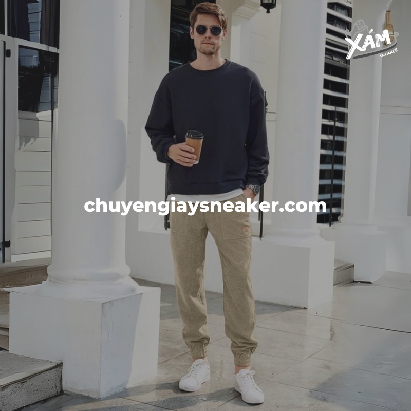 Phối giày adidas cùng quần jogger thời trang