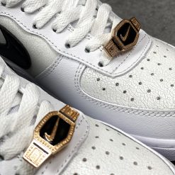 Giày Nike Air  Force 1 Swosh Đen Bóng Like Auth